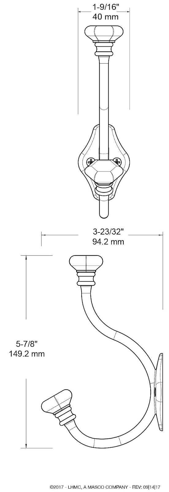 Liberty 128734 - Gancho para abrigos y sombreros, acrílico, níquel satinado y transparente