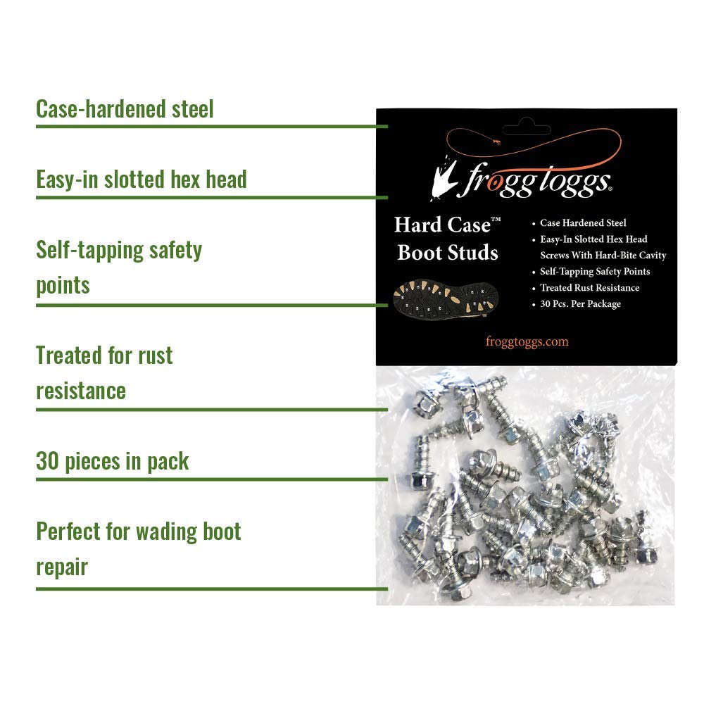 FROGG TOGGS Hard-Case Boot Studs, Steel, 30 per Pack