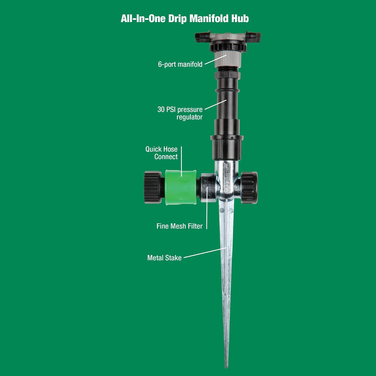 Rain Bird Outoor - Productos, Negros, Spot Watering Manifold on a Spike Kit, Bubblers and Emitters