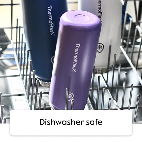 ThermoFlask - Juego de 2 botellas de agua con aislamiento al aspiradora de doble pared, 24 onzas, color fresa/blanco ártico