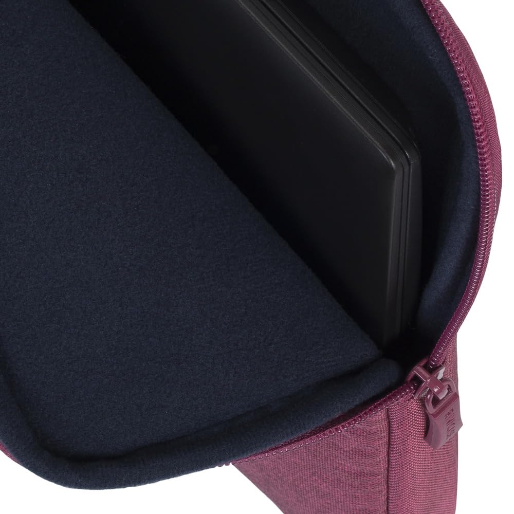 Rivacase 7703 Elegante Funda Roja p MacBook Pro 14 o Ultrabook 13.3". Fabricada con RPET Ecológico Reciclado, Resistente al Agua, Doble Cierre, Protección contra Golpes Accidentales Colección Suzuka