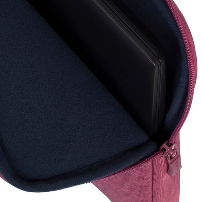 Rivacase 7703 Elegante Funda Roja p MacBook Pro 14 o Ultrabook 13.3". Fabricada con RPET Ecológico Reciclado, Resistente al Agua, Doble Cierre, Protección contra Golpes Accidentales Colección Suzuka