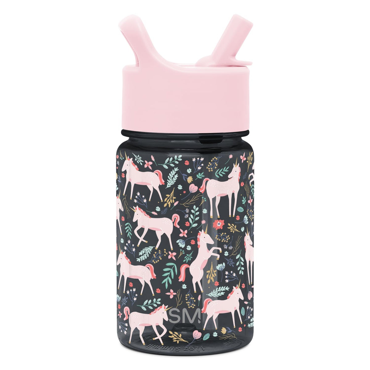 Simple Modern Botella de Agua para Niños con Popote 355 ml - Tapa cubierta | 12 onzas - Campos de unicornio