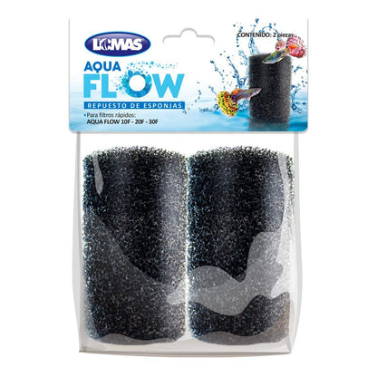 Lomas Sifón con Bomba para Limpiar Peceras + Repuesto Esponja para Filtro Rápido Aqua-Flow, 2 Piezas