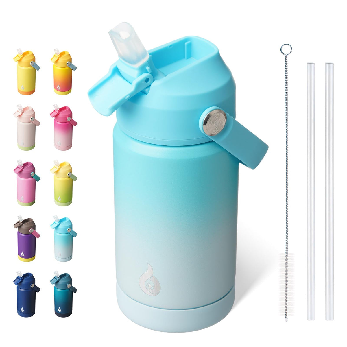 BJPKPK Botella de Agua Aislada con Popote 532 ml, Acero Inoxidable - Sea Salt - 0.4 Litros