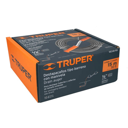 Truper DECAB-150, Destapacaños de 15 m tipo barreno con manivela