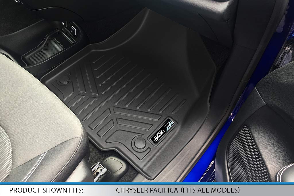 SMARTLINER Juego de tapetes de Piso de Recubrimiento de 3 Filas, Color Negro, para Chrysler Pacifica Solamente para Modelo de 7 pasajeros, 2017-2018 (no para Modelos híbridos)