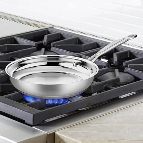Cuisinart Sartén Abierta Chef's Classic 25 cm Acero Inoxidable | Construcción de acero inoxidable 25 cm con base aluminio para distribución uniforme, Mango fresco, Apto para inducción