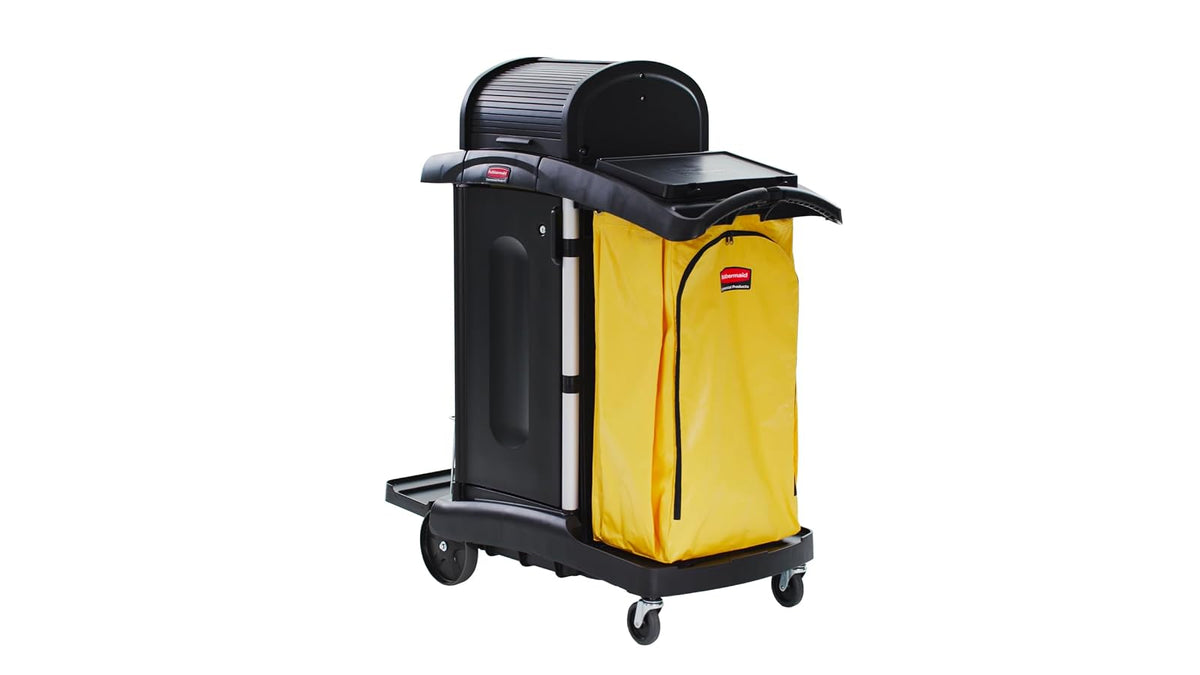 Rubbermaid Commercial Products – Bolsa de Vinilo para Carro de Limpieza, Bolsa Grande con Cremallera Frontal y 6 Ojales para Recolección de Residuos, Capacidad de hasta 128.7 L, Amarillo 1966881