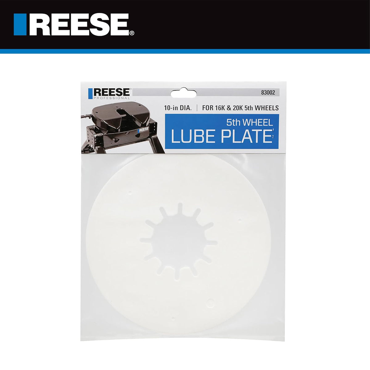 Reese Towpower 83002 - Placa de lubricante de Quinta Rueda, 10 Pulgadas Redonda, 3/16 Pulgadas de Grosor, Elimina la Necesidad de Grasa