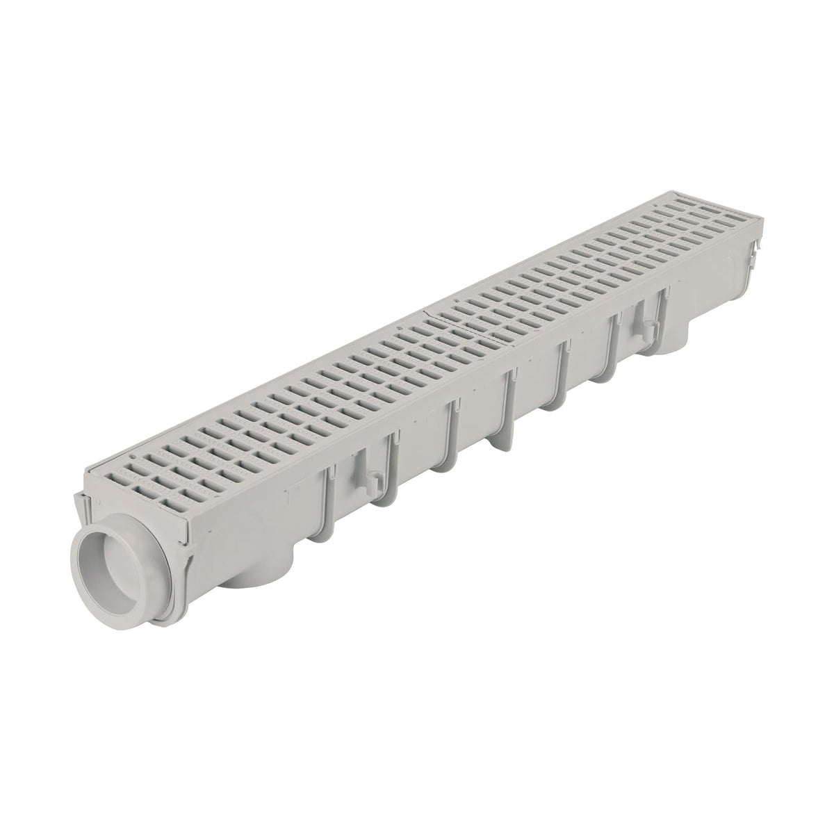 NDS 864G Kit de Drenaje de Canal de 5 Pulgadas, Canal de Perfil Profundo de 5-1/2 Pulgadas x 39-3/8 Pulgadas, Incluye Dos Rejillas de plástico Gris, Tapas de Extremo/Salida, para calzadas, Patios y