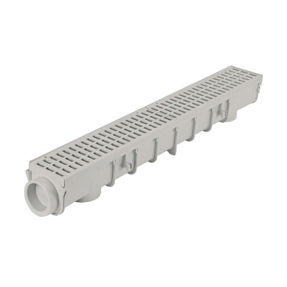 NDS 864G Kit de Drenaje de Canal de 5 Pulgadas, Canal de Perfil Profundo de 5-1/2 Pulgadas x 39-3/8 Pulgadas, Incluye Dos Rejillas de plástico Gris, Tapas de Extremo/Salida, para calzadas, Patios y