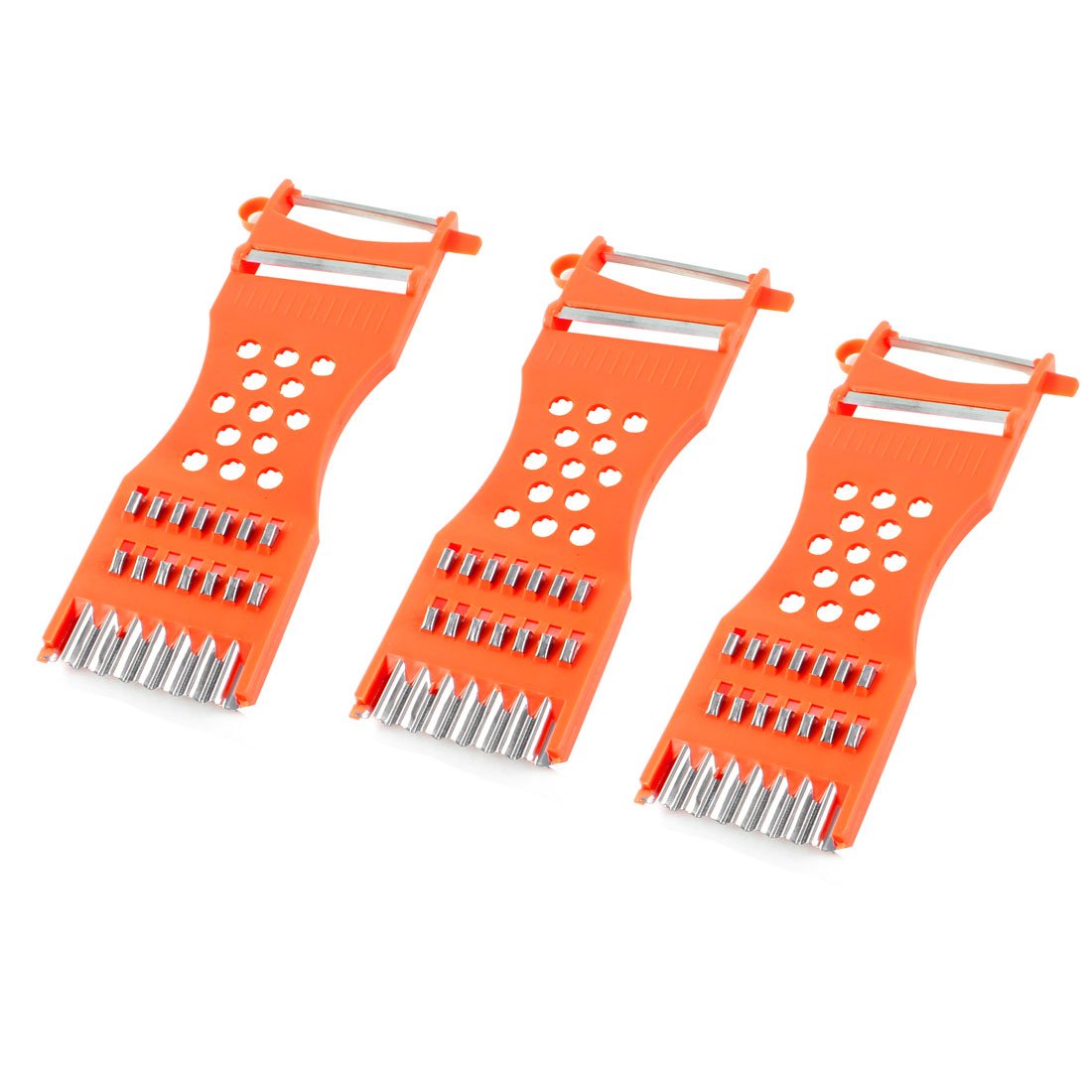 uxcell Pelador de Verduras, Rallador de Frutas, 3 Piezas, Naranja y Rojo