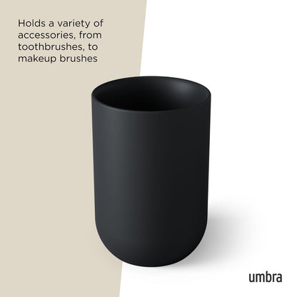 Umbra Junip Vaso para baño | Construcción de vidrio con peso, sostiene cepillos de dientes o agua de enjuague, tamaño ecológico, colección de