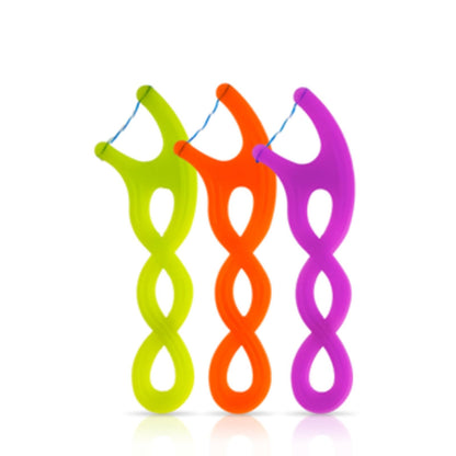 GUM Crayola Twistables Flossers Niños Fluoruro 90 U | Sandía, uva, manzana, 3 sabores, fluoruro, mango ergonómico