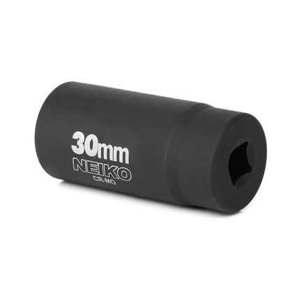 NEIKO 02522A - Enchufe de 30 mm | Enchufe de impacto profundo de 1/2 pulgada | Enchufe de tuerca de eje y eje | 12 puntos | Cromo molibdeno Cr-Mo | cubeta de pozo profundo | Triple cuadrado |