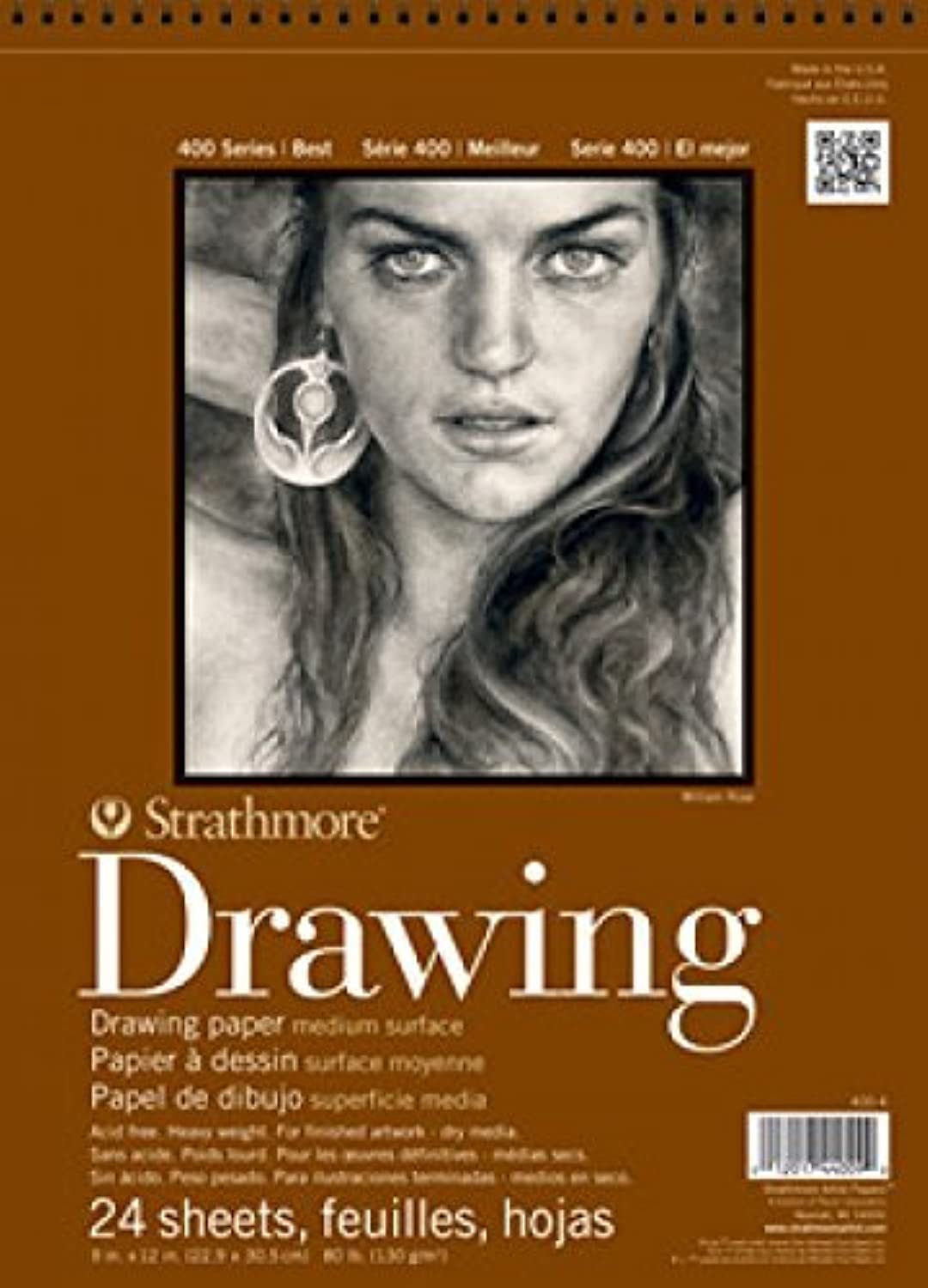 Strathmore Bloc de Papel para Dibujo en Espiral, 80 lb - Blanco - orquídea flyaway - 30,48 x 45,72 cm (12 x 18 pulg.)
