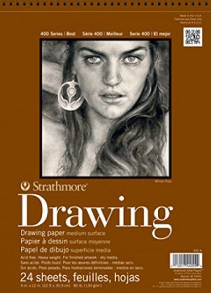 Strathmore Bloc de Papel para Dibujo en Espiral, 80 lb - Blanco - orquídea flyaway - 30,48 x 45,72 cm (12 x 18 pulg.)