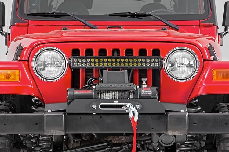 Rough Country - Placa de Montaje para Jeep Wrangler TJ/YJ - 1189 1987-2006, Frontal, Color Negro