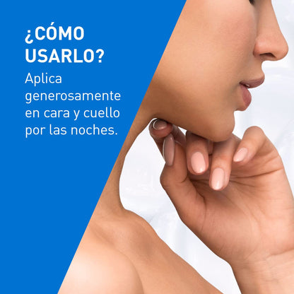 CeraVe Loción Facial PM, Crema Reparadora de Noche con Textura Ultraligera, Fórmula con Ácido Hialurónico y Niacinamida que Restaura la Barrera Cutánea, Piel Normal a Seca, 52 ml.