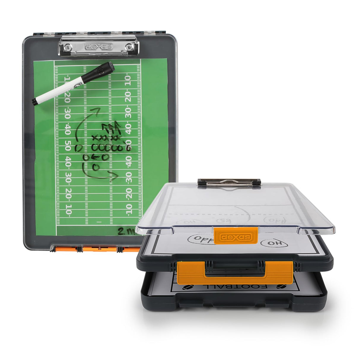 Dexas Clearview Clipcase Portapapeles de borrado en seco, 13.75 x 9.5 pulgadas, naranja. Ver los papeles claramente al aire última intervensión, mantente organizado y seco. Ideal para entrenamiento,
