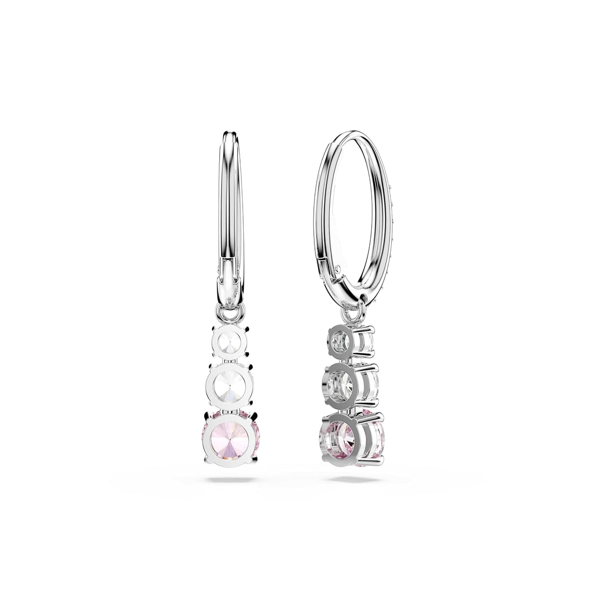 Swarovski Aretes Stilla Attract, Talla redonda, Rosas, Baño de rodio