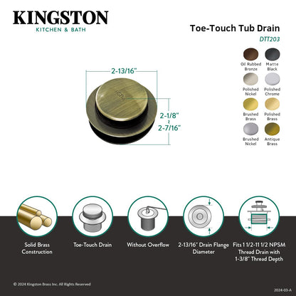 kingston Tip-Toe Drenaje para tina de latón, Oil-Rubbed Bronze