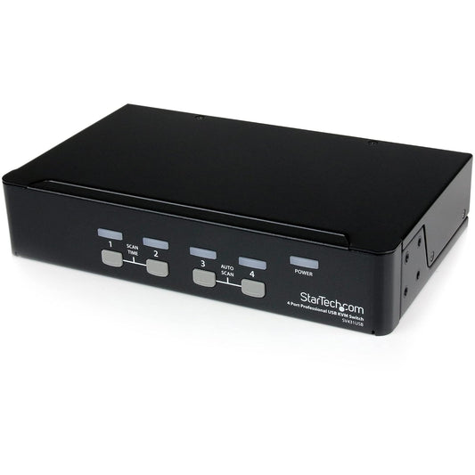 StarTech STH-SV431USB SV431USB Switch KVM de 4 Puertos con USB, 1 Usuario Local, 1U, Negro