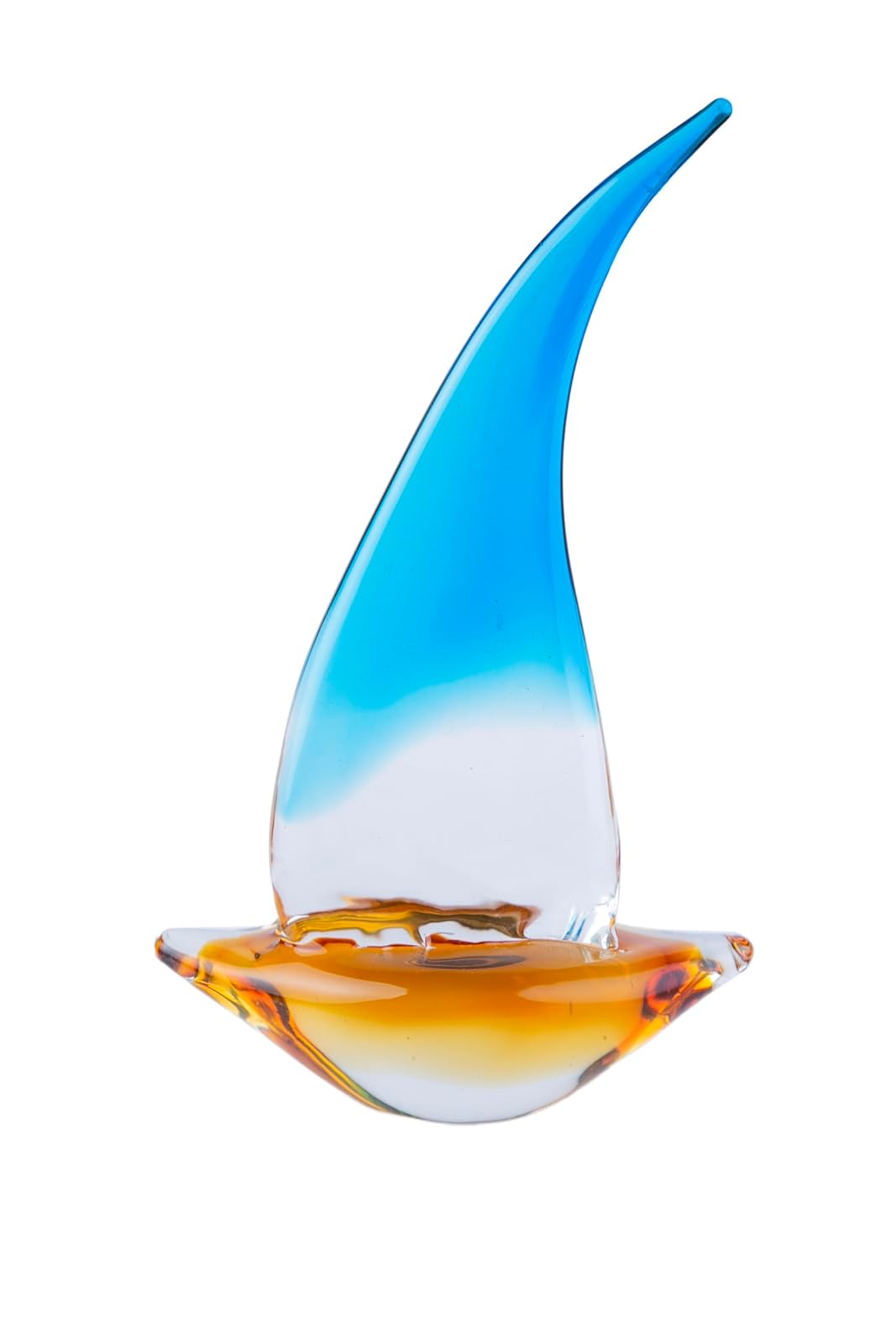 Running Velero de Cristal | Adornos para Sala, Oficina y Escritorio | Figura Decorativa | Azul Cielo | 26 x 6 cm Decora