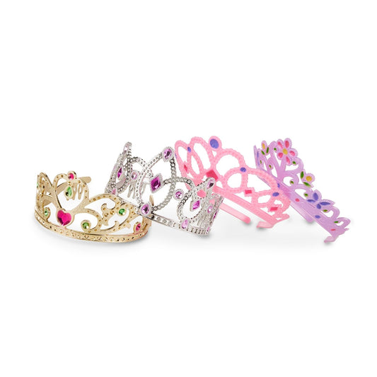 Melissa & Doug Colección de Tiaras Enjoyadas para Juego Imaginativo, Construcción Duradera, Disfraces para Niños, Juego de Simulación (4 Tiaras y Coronas de Disfraz)