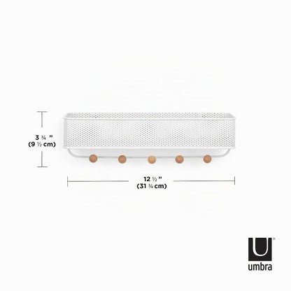 Organizador de entrada Umbra Estique, ideal para guardar llaves, pequeños accesorios, correo, carteras y más. Color blanco,Tamaño chico