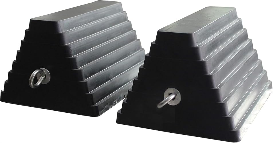 MaxxHaul 80681 2 Pack Solid Rubber Heavy Duty Wheel Chock with Eyebolt 2 Pack