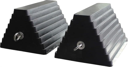 MaxxHaul 80681 2 Pack Solid Rubber Heavy Duty Wheel Chock with Eyebolt 2 Pack