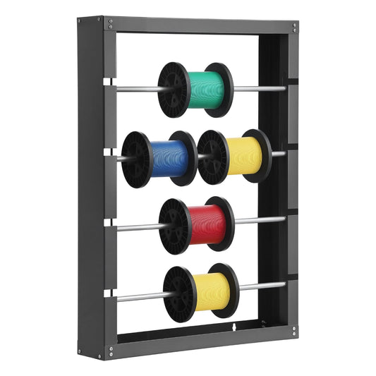 VEVOR - Estante de carrete de alambre, 4 varillas ajustables, soporte de carrete de alambre de acero laminado en frío, montado en la pared para múltiples temas, almacenamiento de cableado, dispensador