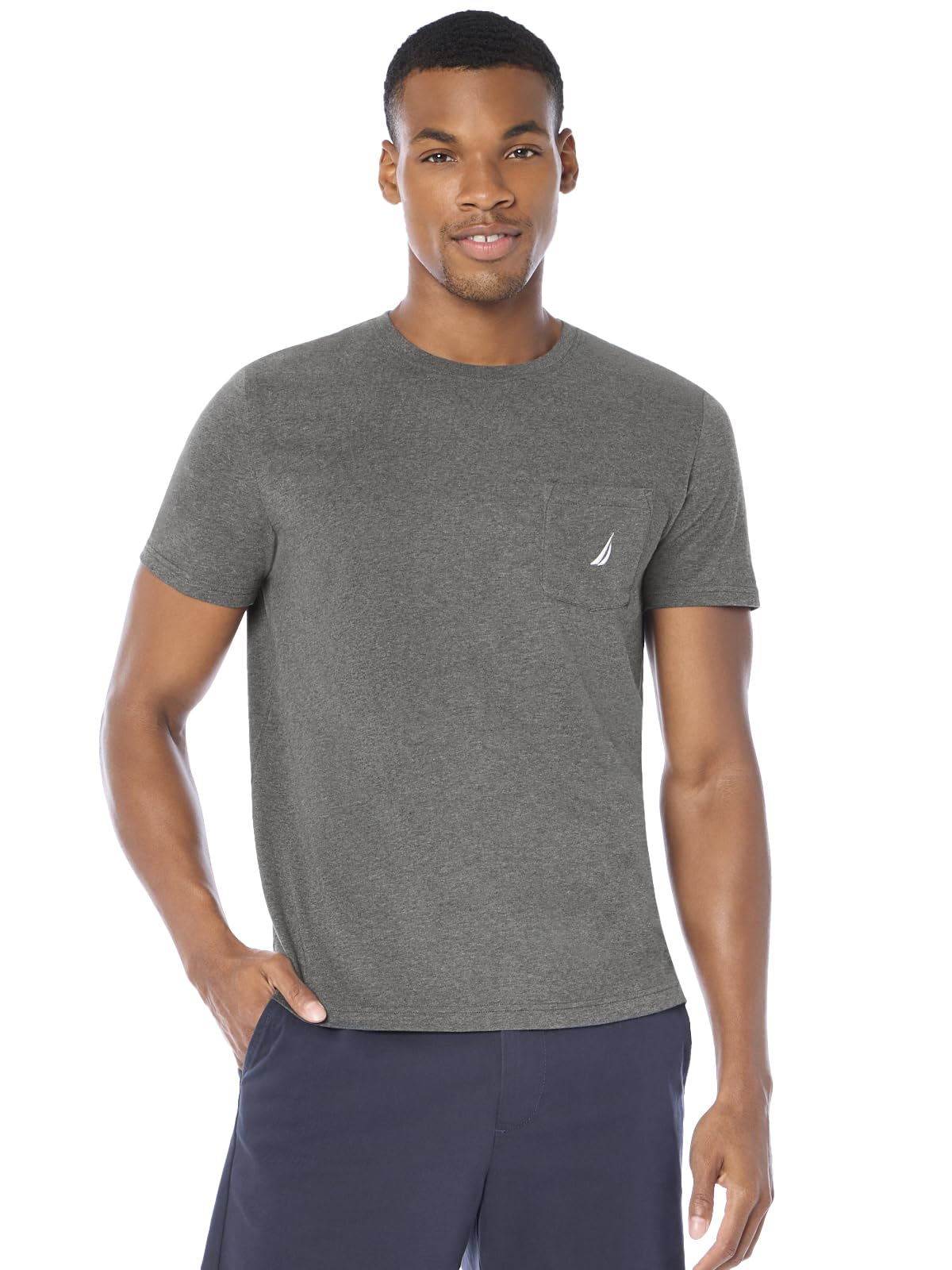 Nautica Playera con Bolsillo para Hombre - XL - Charcoal Heather (Light)