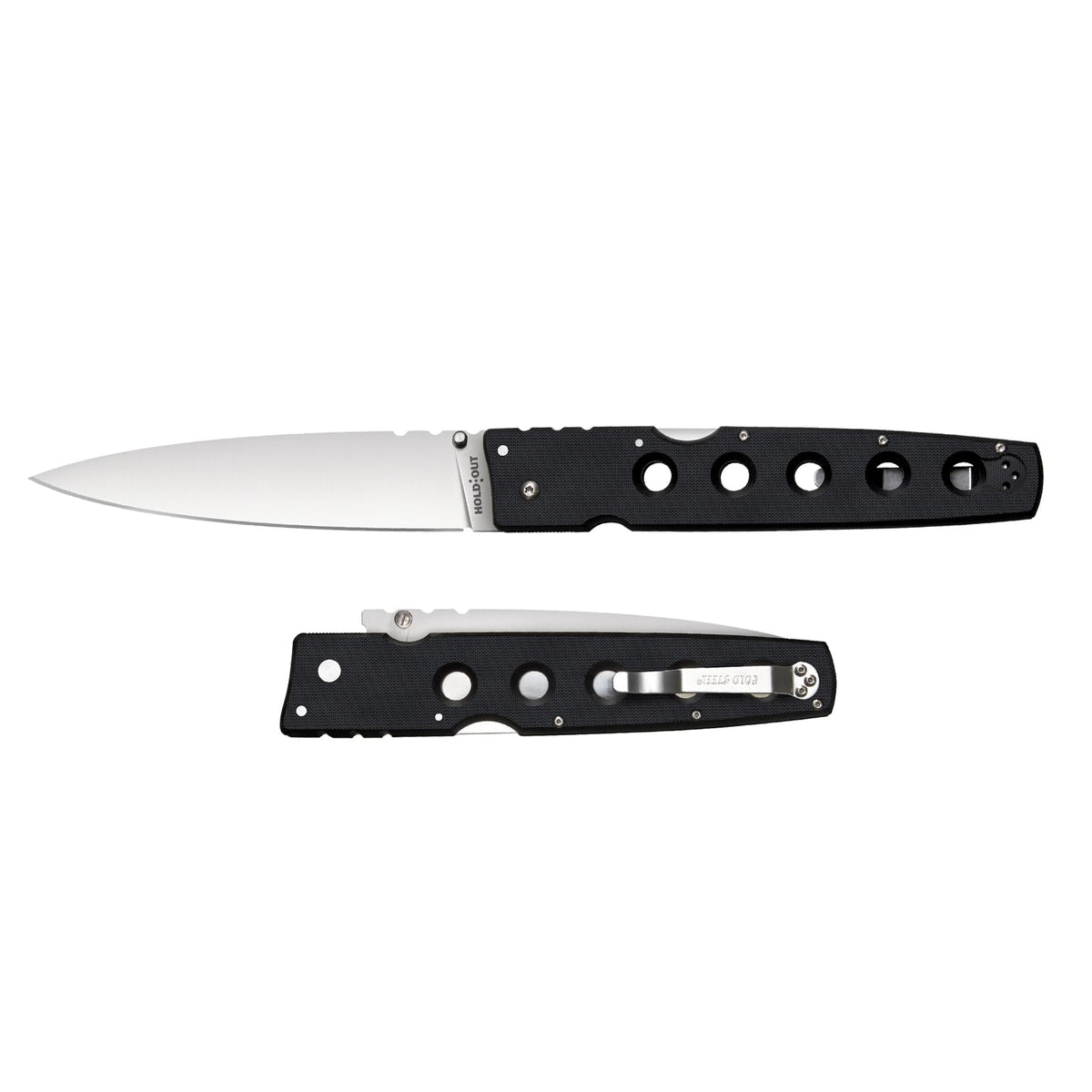 Cold Steel Hold out S35VN - Cuchilla Lisa de 18,24 cm, Mango G-10, Bolsillo de Transporte Diario, Cuchillo Plegable con Bloqueo de Triple Anuncio, Clip de Bolsillo