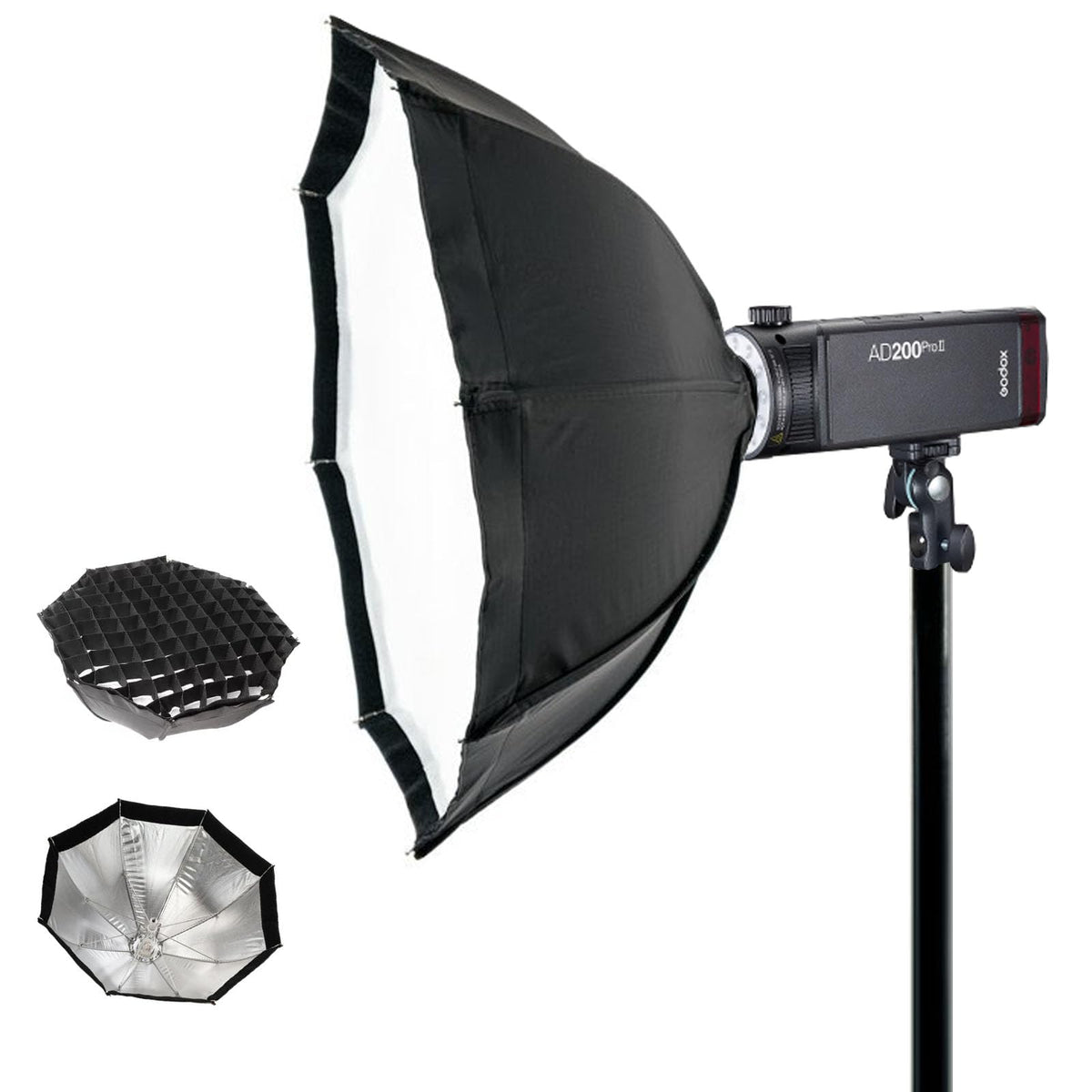 GODOX AD-S7 Softbox Octagonal 48cm Tipo Paraguas para Flash, Difusor de Luz con Grid Panal, Deflector Aluminio, Caja de Luz para Fotografia, Beauty Dish Plegable con Bolsa