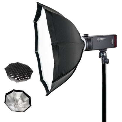 GODOX AD-S7 Softbox Octagonal 48cm Tipo Paraguas para Flash, Difusor de Luz con Grid Panal, Deflector Aluminio, Caja de Luz para Fotografia, Beauty Dish Plegable con Bolsa