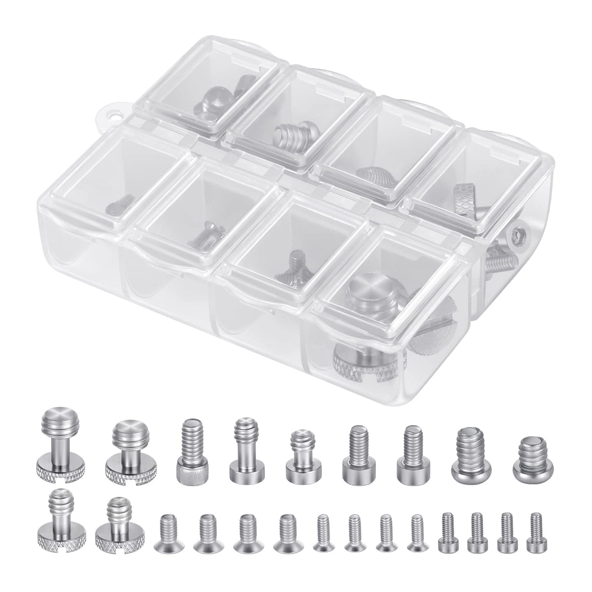 NEEWER Juego de 26 Tornillos para Fotografía,Incluye Tornillos M2,M2,5, M3 y M4 de 1/4" 3/8" Compatibles con SmallRig NEEWER Jaula de Cámara,Asa Superior,Empuñadura Lateral,Placa QR para Trípode,UA002