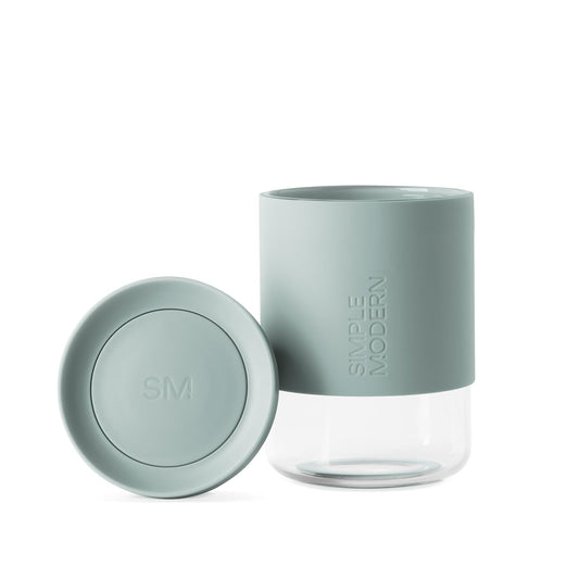 Simple Modern Clarity Copa | Vaso de Café de Vidrio con Tapa 360° y Funda de Silicona | Taza de Viaje para Café Frío y Té Cold Brew | 350ml, Sea Glass Sage Mix