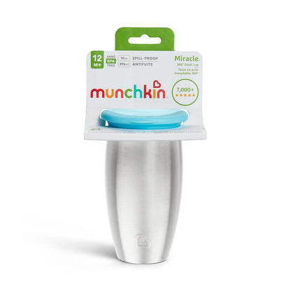 Munchkin Miracle Stainless Steel 360 Sippy Cup, Blue, 10 Ounce