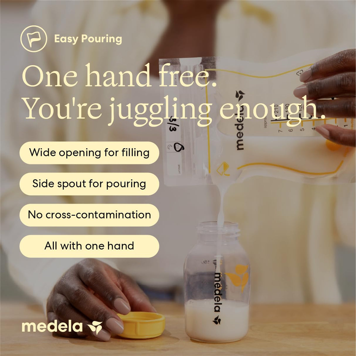 Medela Easy Pour Bolsas de Almacenamiento de Leche Materna 200 Unidades 210 ml