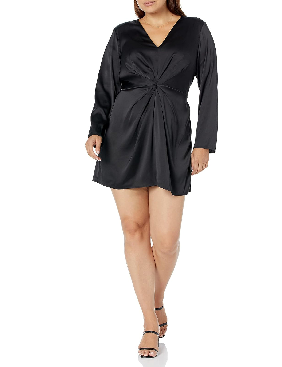 The Drop Tate Minivestido Para Mujer, con Cuello en V Profundo y Frente, Negro, 3X, Talla Grande