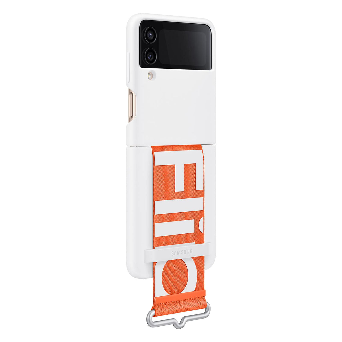 Samsung Galaxy Flip 4 Silicone Cover with Strap White