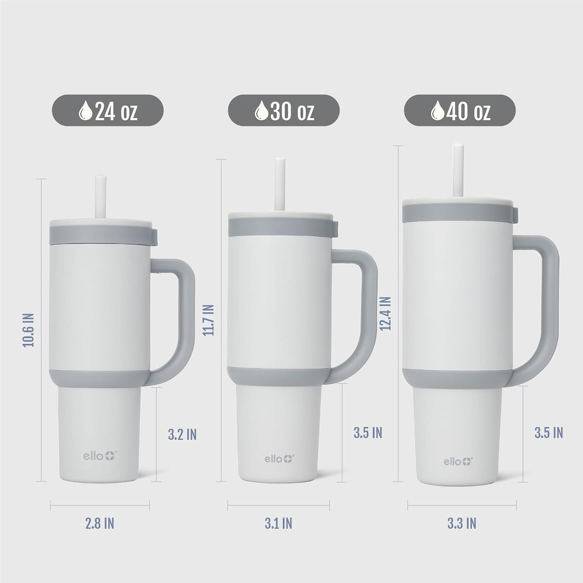 Ello Oasis - Vaso de 30 onzas con mango y popote retráctil, taza de acero inoxidable aislada reutilizable 100% a prueba de fugas, regalos para adolescentes, mujeres y hombres, mantiene el frío durante