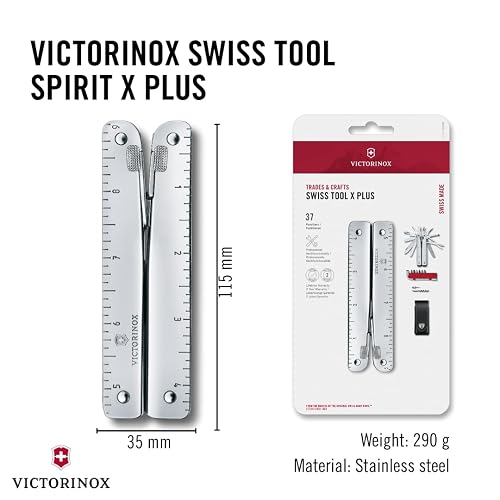 Victorinox Swisstool Plus con Funda de Piel, Plata, 38 Usos
