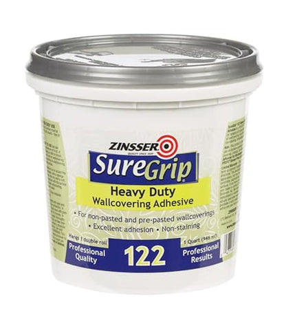 Rust-Oleum 69384 1-Quart SureGrip 122 Heavy Duty Clear Strippable Wallpaper Adhesive, 1 Pack,