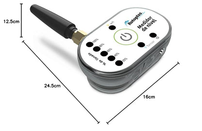 Rotoplas Medidor de Nivel de Agua Ultrasónico WiFi | Control remoto por app, sensor ultrasónico, IP67, WiFi 2.4 GHz, cable USB 5 m, 24.5 x 16 x 12.5 cm