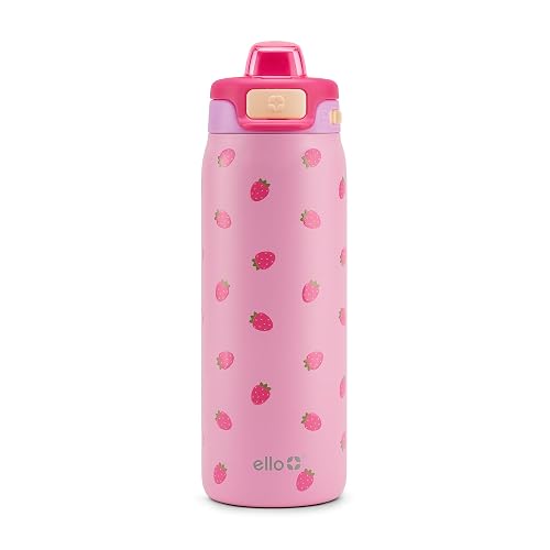 Ello Kids Pop & Fill - Botella de agua de acero inoxidable de 18 onzas con tecnología de llenado rápido, aislamiento al aspiradora de doble pared, tapa de bloqueo a prueba de fugas, para beber y chug