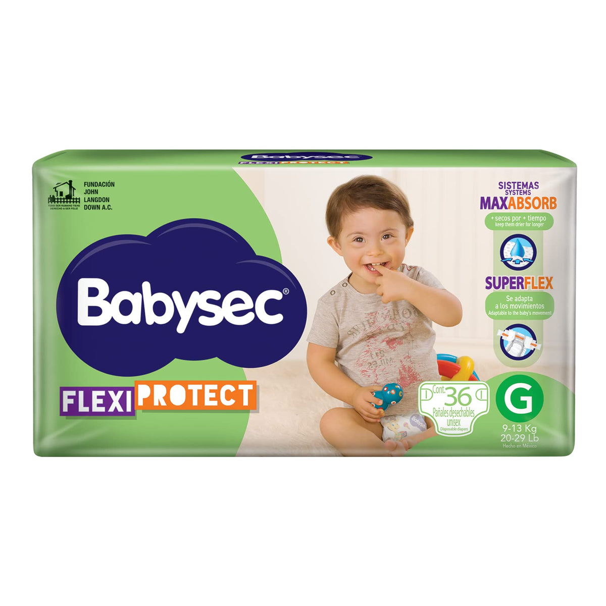 Babysec Flexi Protect Pañal para Bebé Talla G Unisex con 36 Piezas